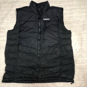 Simms Fall Run Insulated Puffer Vest Men Large Black Full Zip Primaloft Fishing